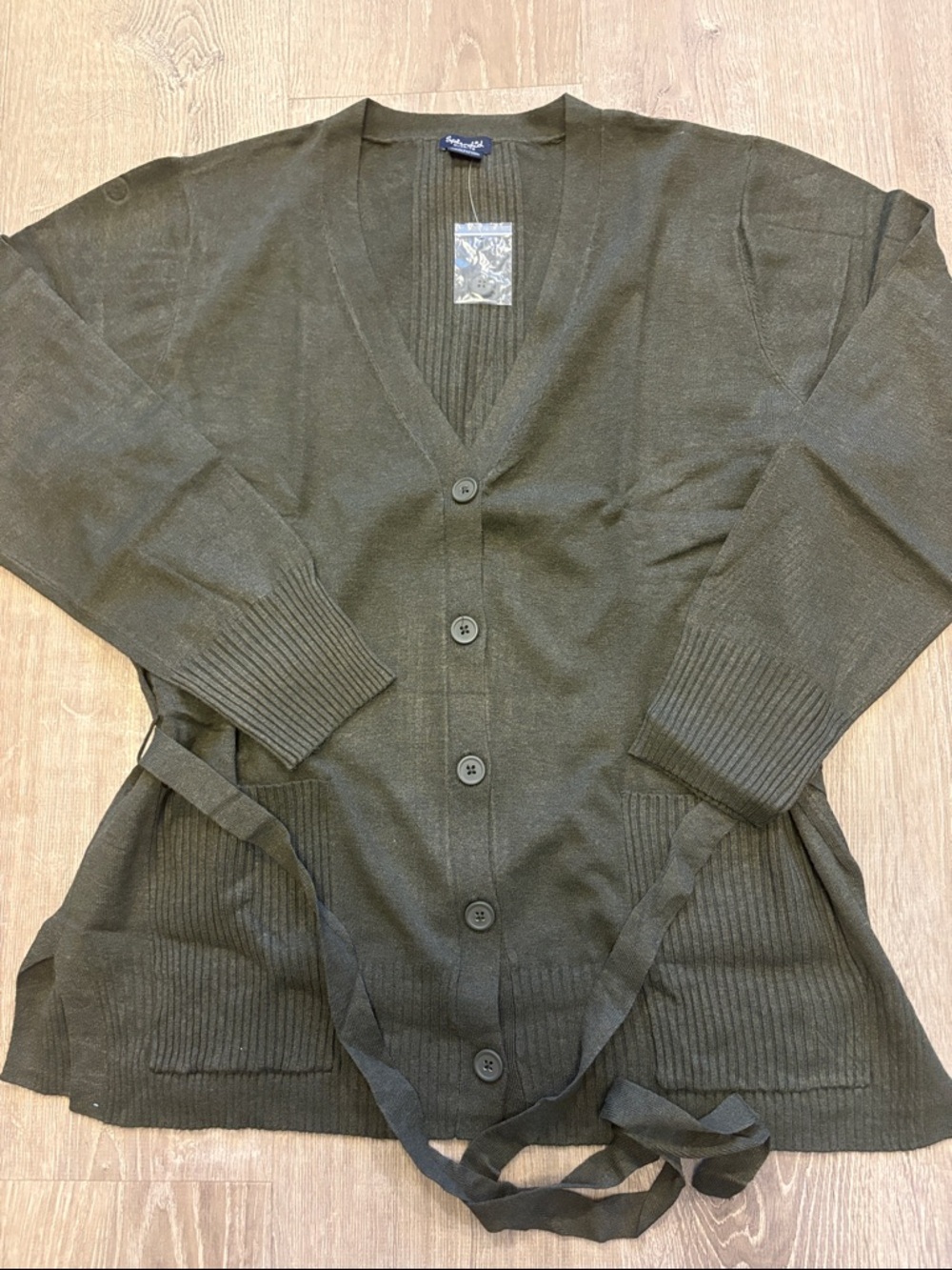 Splendid Olive Green Button-Front Cardigan